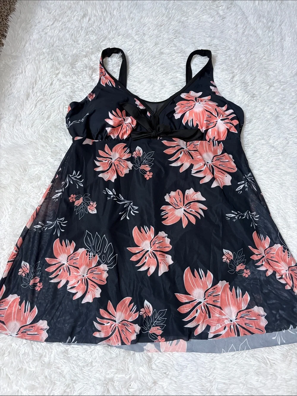 NEW Zando Floral One Piece Swim Dress Mesh Size XXL